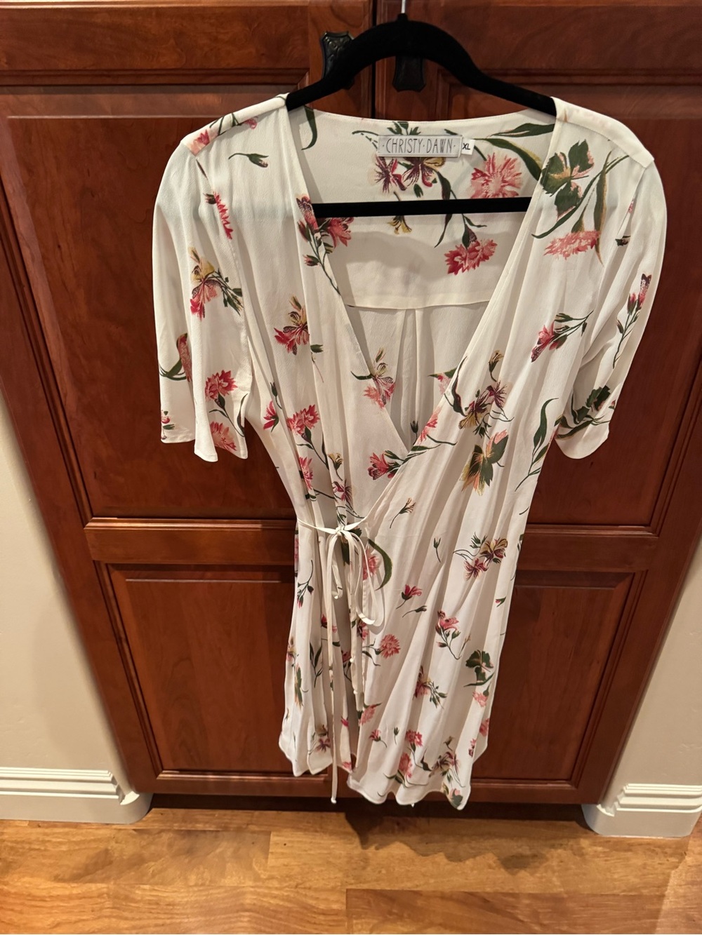 Christy Dawn Cream Dress with Pink & Green Floral Print